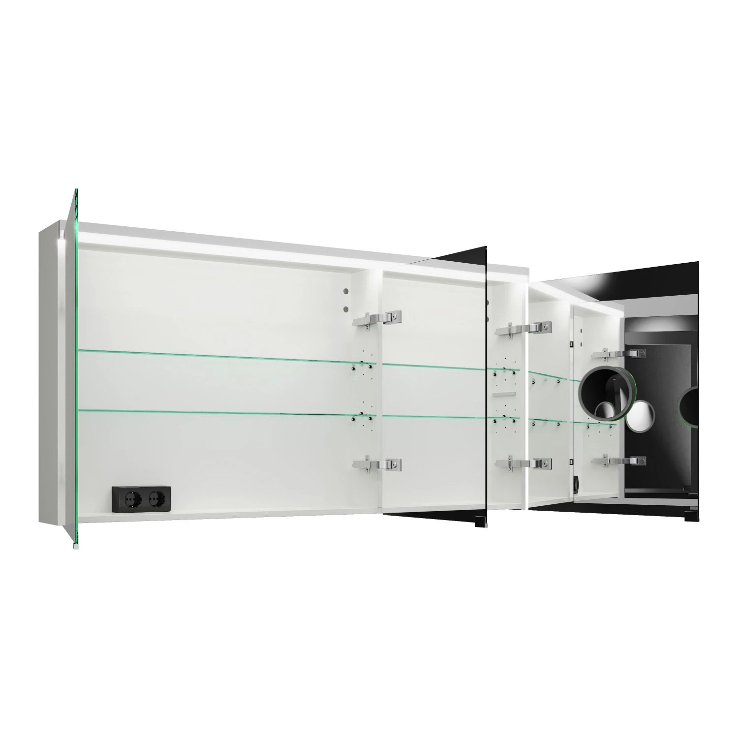 Burgbad Lin20 Spiegelschrank Mit LED-Beleuchtung, 140 Cm, 3 Spiegeltüren, Links, Mit Waschtischbeleuchtung 4 Burgbad Lin20 Spiegelschrank Mit LED-Beleuchtung, 140 Cm, 3 Spiegeltüren, Links, Mit Waschtischbeleuchtung - Image 2