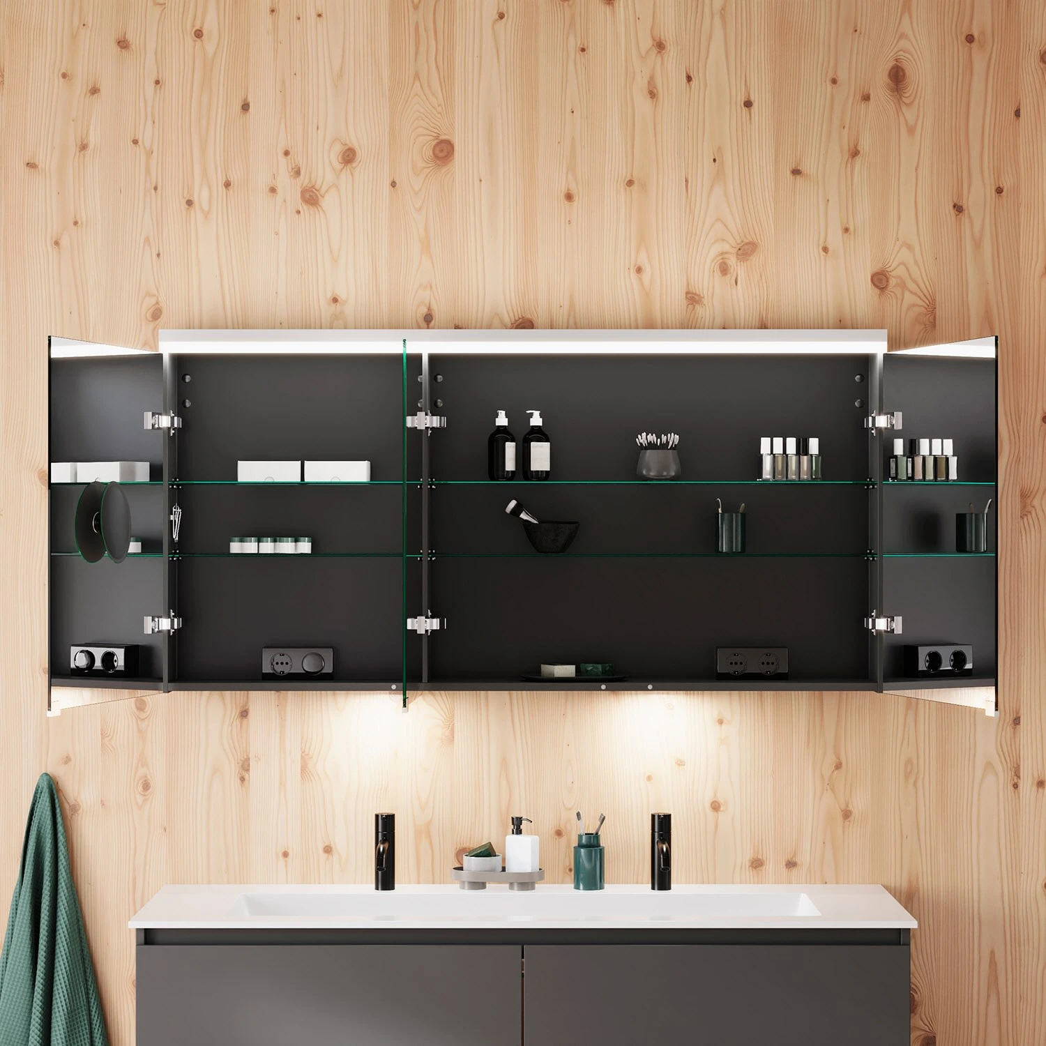 Burgbad Lin20 Spiegelschrank Mit LED-Beleuchtung, 140 Cm, 3 Spiegeltüren, Rechts, Mit Waschtischbeleuchtung 10 Burgbad Lin20 Spiegelschrank Mit LED-Beleuchtung, 140 Cm, 3 Spiegeltüren, Rechts, Mit Waschtischbeleuchtung - Image 8