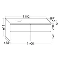 Burgbad Lin20 Waschtischunterschrank Mit Konsolenplatte 140 Cm, 4 Auszüge, Beckenausschnitt Links -Duravit Verkaufsgeschäft burgbad lin20 waschtischunterschrank mit konsolenplatte 140 10341731