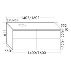 Burgbad Lin20 Waschtischunterschrank Mit Konsolenplatte 160 Cm, 4 Auszüge, Beckenausschnitt Links -Duravit Verkaufsgeschäft burgbad lin20 waschtischunterschrank mit konsolenplatte 160 10341977