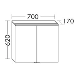 Burgbad SYS 30 Spiegelschrank Mit Horizontaler LED-Aufsatzleuchte Teno, 70 X 62 Cm