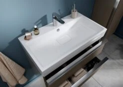 Cersanit Virgo Waschtischunterschrank 80 Cm, Mit Schwarzen Griffen