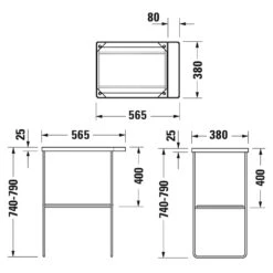 Duravit DuraSquare Metallkonsole, Bodenstehend 56,5 X 38,1 Cm