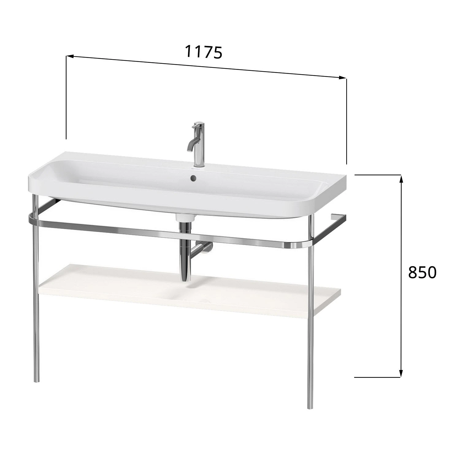 Duravit Happy D.2 Plus C-shaped Waschtisch Mit 2 Hahnlöchern, 117,5 X 49 Cm, Mit 1 Holzfachboden 3 Duravit Happy D.2 Plus C-shaped Waschtisch Mit 2 Hahnlöchern, 117,5 X 49 Cm, Mit 1 Holzfachboden