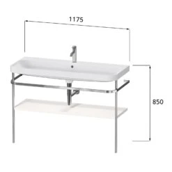 Duravit Happy D.2 Plus C-shaped Waschtisch Ohne Hahnloch, 117,5 X 49 Cm, Mit 1 Holzfachboden