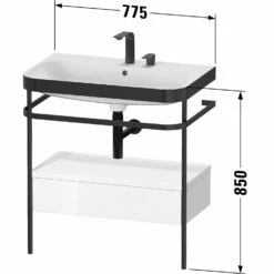 Duravit Happy D.2 Plus C-bonded Waschtisch Mit 2 Hahnlöchern, 77,5 X 49 Cm, Mit 1 Schubkasten, Mit Zusatzmodul "A"
