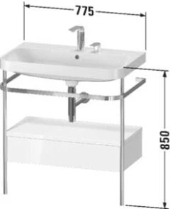 Duravit Happy D.2 Plus C-shaped Waschtisch Ohne Hahnloch, 77,5 X 49 Cm, Mit 1 Schubkasten, Mit Zusatzmodel "A"
