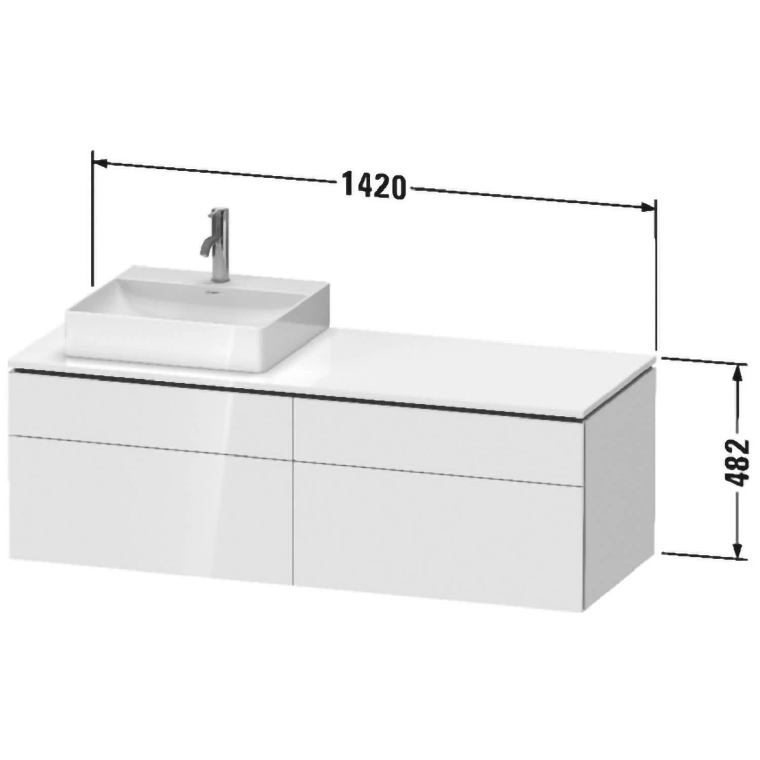 Duravit L-Cube Konsolenwaschtischunterbau Mit 4 Auszügen, 142 X 55 Cm, Für Waschtisch Links, Mit Zusatzmodul "F" 6 Duravit L-Cube Konsolenwaschtischunterbau Mit 4 Auszügen, 142 X 55 Cm, Für Waschtisch Links, Mit Zusatzmodul "F" - Image 4