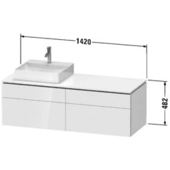 Duravit L-Cube Konsolenwaschtischunterbau Mit 4 Auszügen, 142 X 55 Cm, Für Waschtisch Links, Mit Zusatzmodul "H" -Duravit Verkaufsgeschäft duravit l cube badmoebel waschtischunterschraenke wandhaengende 8376007