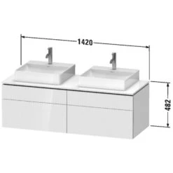 Duravit L-Cube Konsolenwaschtischunterbau Mit 4 Auszügen, 142 X 55 Cm, Für Zwei Waschtische, Mit Zusatzmodul "F" -Duravit Verkaufsgeschäft duravit l cube badmoebel waschtischunterschraenke wandhaengende 8377687