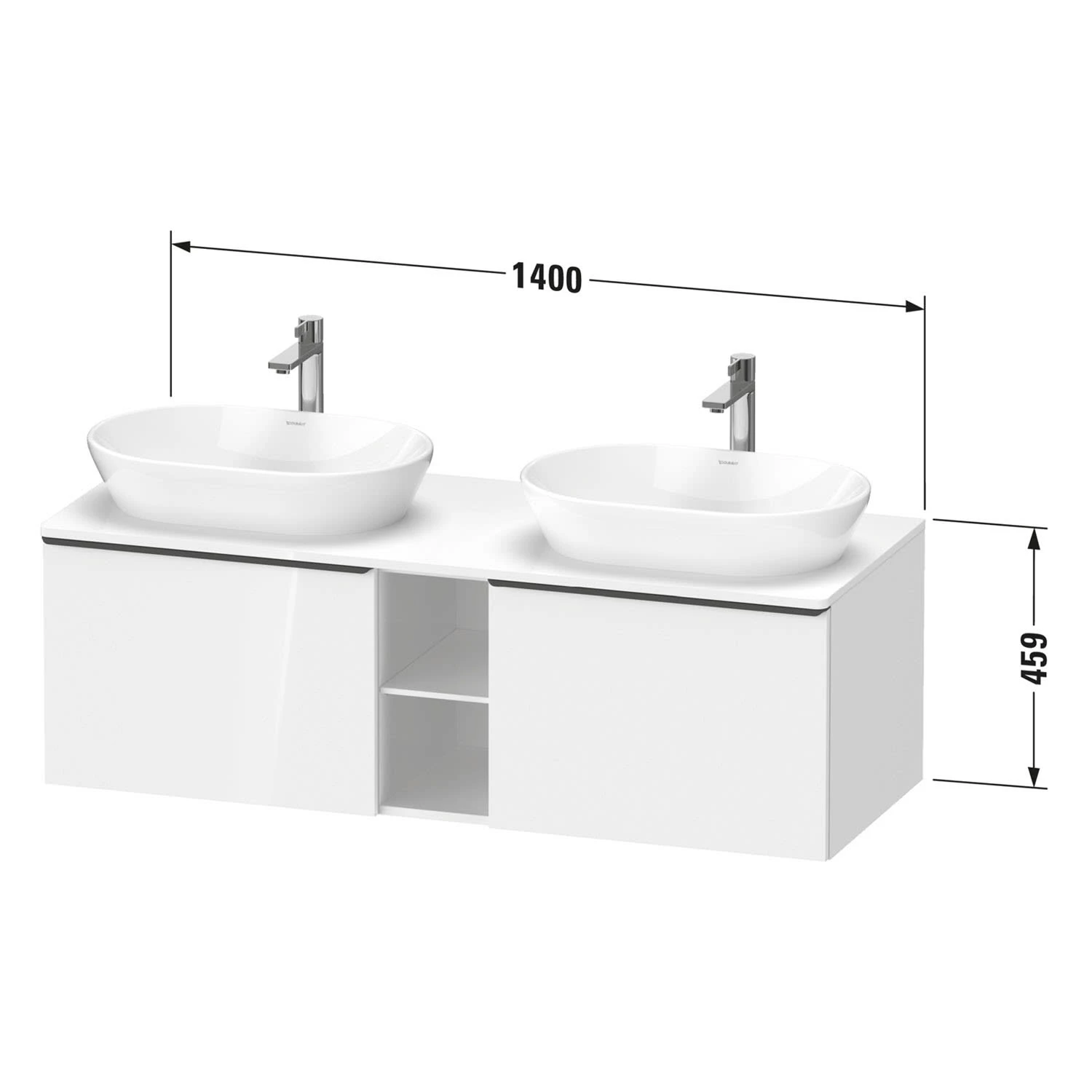 Duravit D-Neo Konsolenwaschtischunterbau Für Waschtisch Links 140 X 45,9 Cm, 2 Auszüge, Griff Gold Poliert 4 Duravit D-Neo Konsolenwaschtischunterbau Für Waschtisch Links 140 X 45,9 Cm, 2 Auszüge, Griff Gold Poliert - Image 2