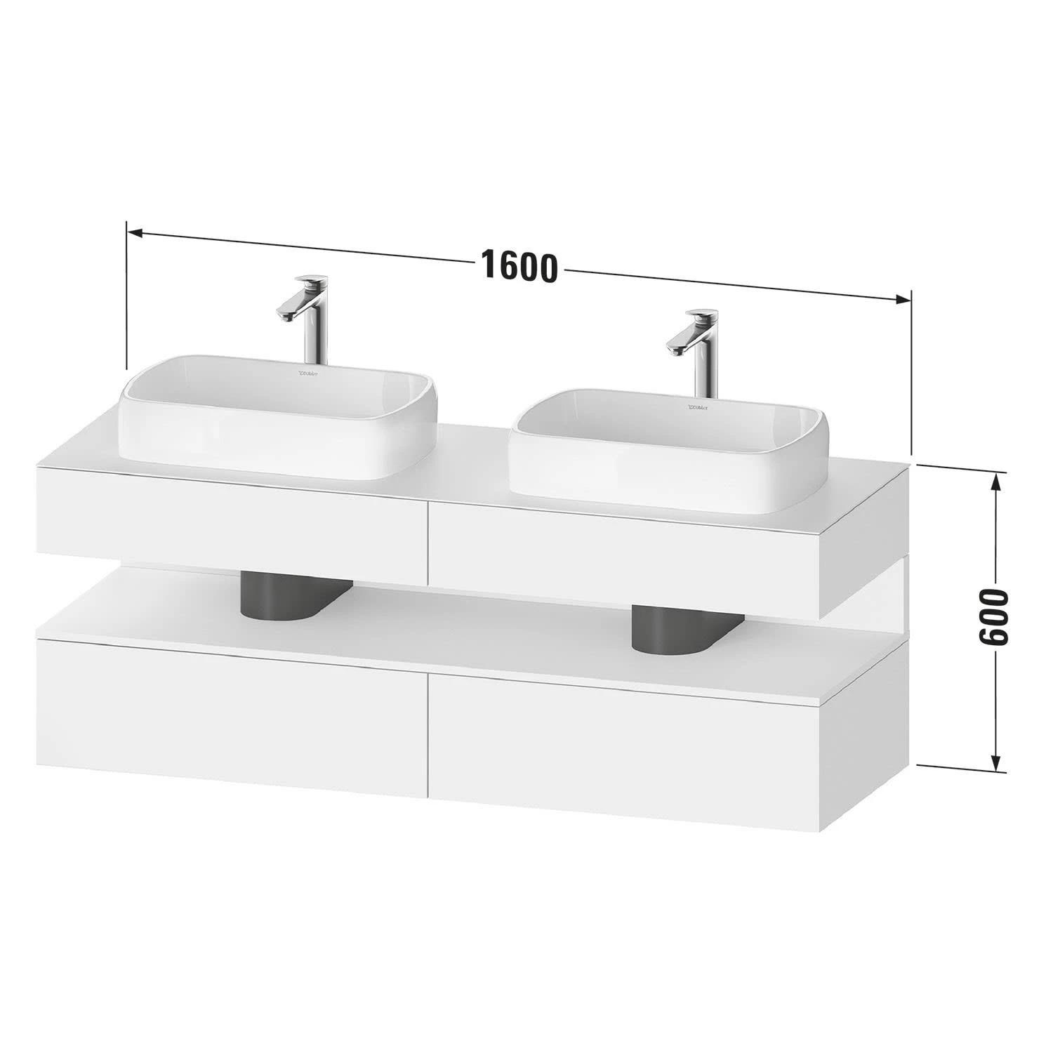 Duravit Qatego Konsolenwaschtischunterbau Mit Zwei Ausschnitten 160 X 60 Cm, 4 Auszüge, Mit LED Beleuchtung 5 Duravit Qatego Konsolenwaschtischunterbau Mit Zwei Ausschnitten 160 X 60 Cm, 4 Auszüge, Mit LED Beleuchtung - Image 3
