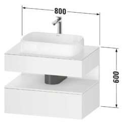 Duravit Qatego Konsolenwaschtischunterbau Mit Ausschnitt Mittig 80 X 60 Cm, 2 Auszüge
