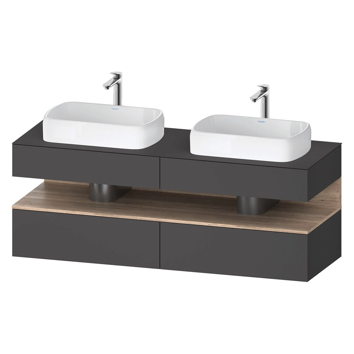 Duravit Qatego Konsolenwaschtischunterbau Mit Zwei Ausschnitten 160 X 60 Cm, 4 Auszüge, Mit LED Beleuchtung 3 Duravit Qatego Konsolenwaschtischunterbau Mit Zwei Ausschnitten 160 X 60 Cm, 4 Auszüge, Mit LED Beleuchtung