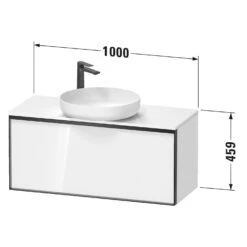 Duravit Vitrium Konsolenwaschtischunterbau Mit Ausschnitt 100 X 45,9 Cm, Griff Graphit, Mit LED Licht