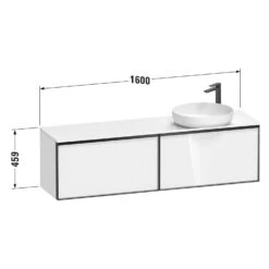 Duravit Vitrium Konsolenwaschtischunterbau Mit Ausschnitt Rechts 160 X 45,9 Cm, Griff Weiß, Mit LED Licht