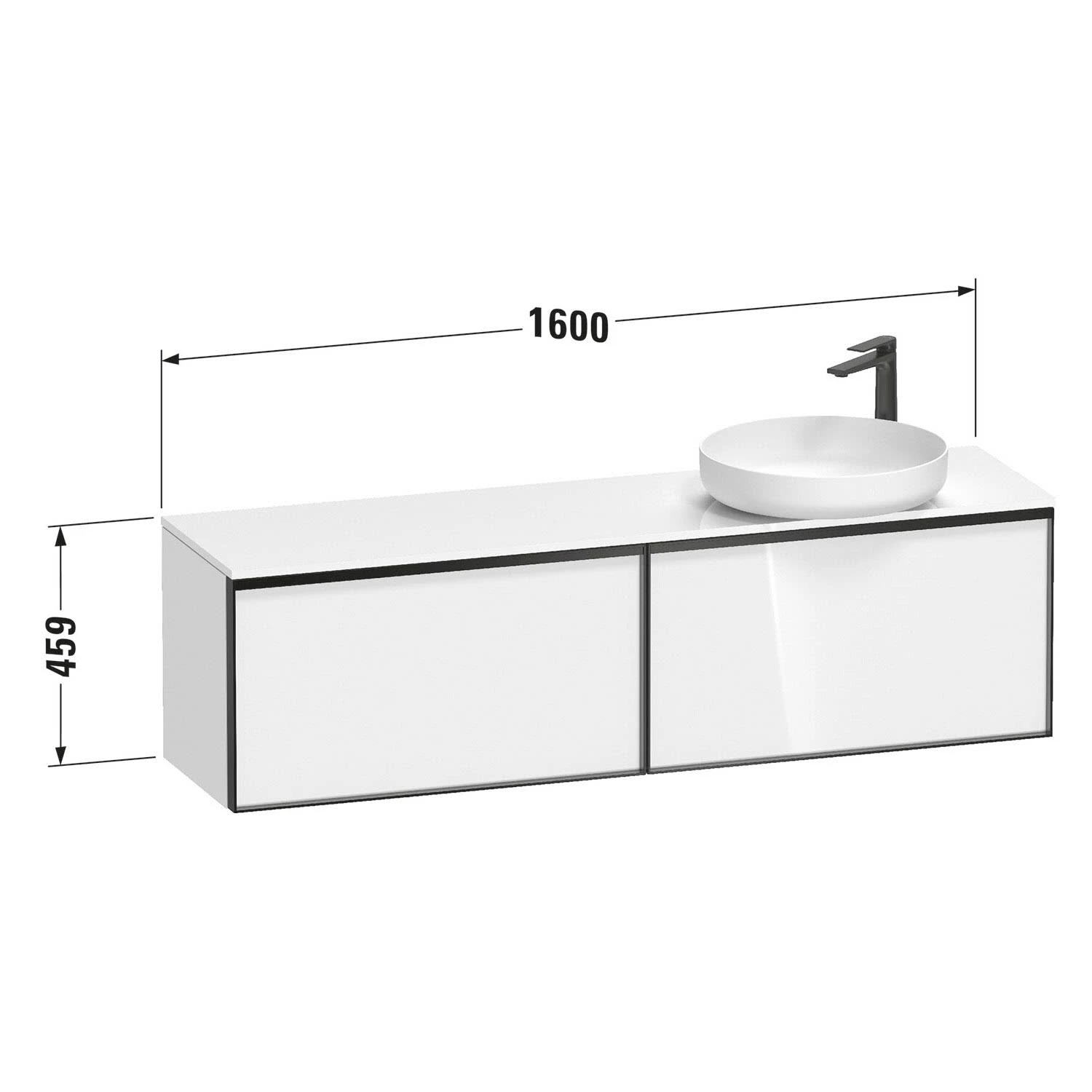 Duravit Vitrium Konsolenwaschtischunterbau Mit Ausschnitt Rechts 160 X 45,9 Cm, Griff Weiß 3 Duravit Vitrium Konsolenwaschtischunterbau Mit Ausschnitt Rechts 160 X 45,9 Cm, Griff Weiß