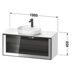 Duravit Vitrium Konsolenwaschtischunterbau Mit Ausschnitt 100 X 45,9 Cm, Mit Glasfront, Griff Weiß