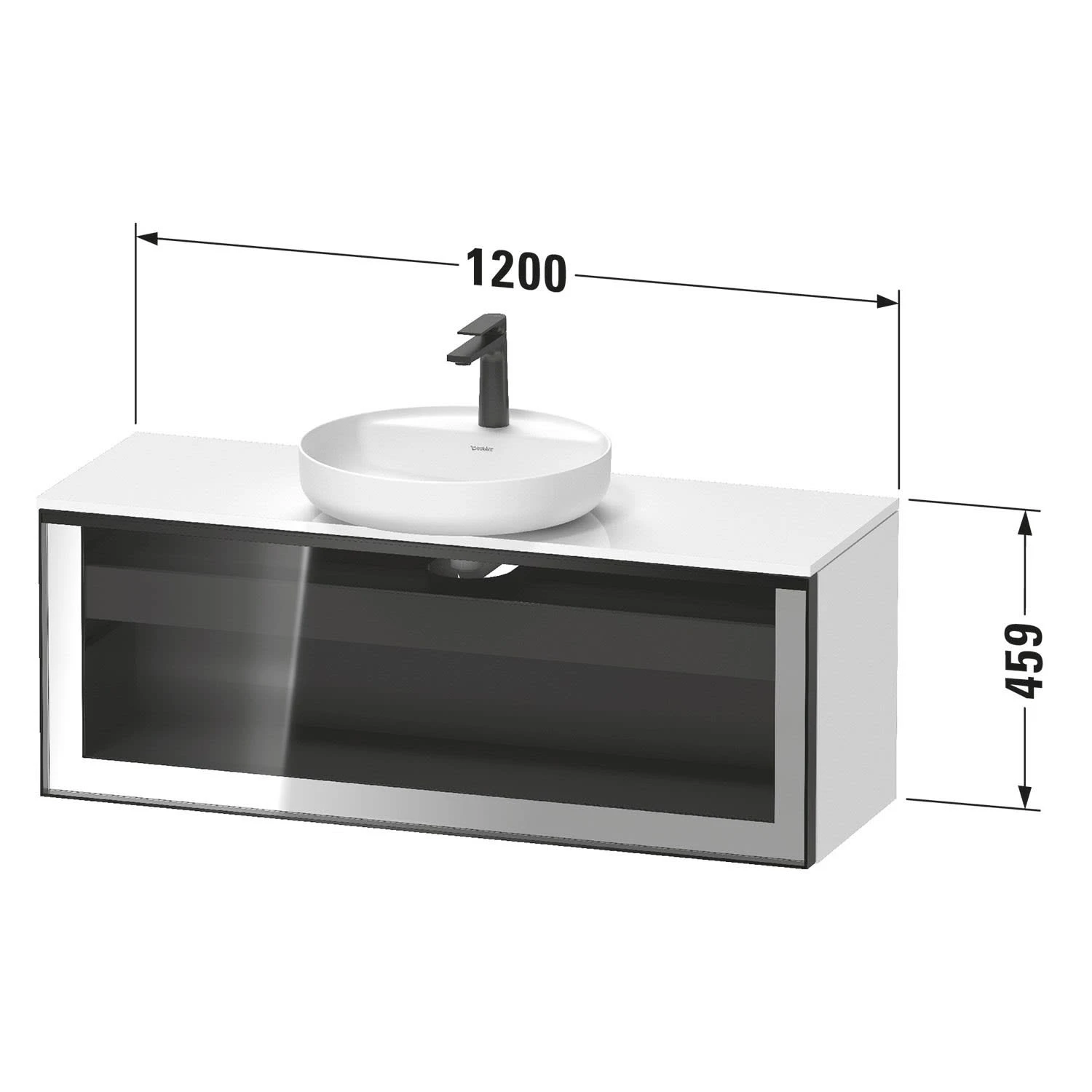 Duravit Vitrium Konsolenwaschtischunterbau Mit Ausschnitt 120 X 45,9 Cm, Mit Glasfront, Griff Graphit 3 Duravit Vitrium Konsolenwaschtischunterbau Mit Ausschnitt 120 X 45,9 Cm, Mit Glasfront, Griff Graphit