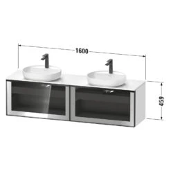 Duravit Vitrium Konsolenwaschtischunterbau Mit Ausschnitt Links Und Rechts 160 X 45,9 Cm, Mit Glasfront, Griff Graphit, Mit LED Licht