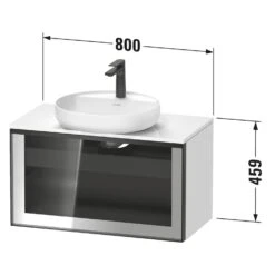 Duravit Vitrium Konsolenwaschtischunterbau Mit Ausschnitt 80 X 45,9 Cm, Mit Glasfront, Griff Weiß