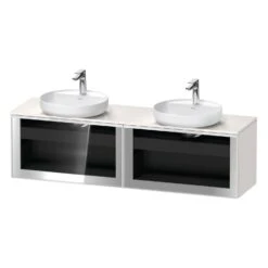 Duravit Vitrium Konsolenwaschtischunterbau Mit Ausschnitt Links Und Rechts 160 X 45,9 Cm, Mit Glasfront, Griff Weiß