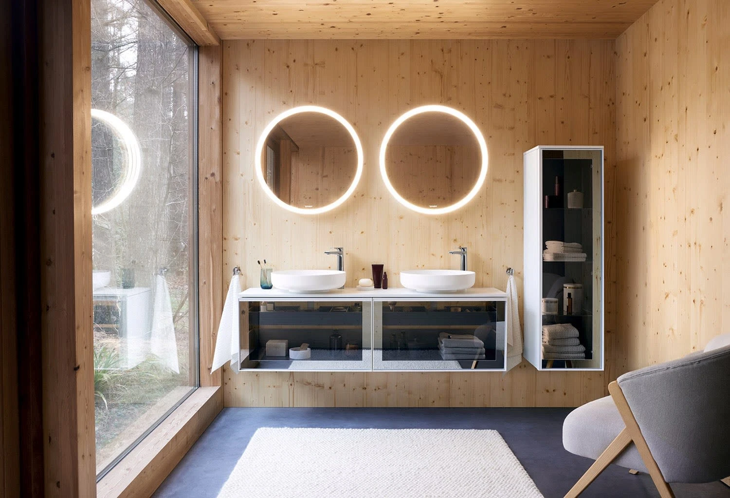 Duravit Vitrium Konsolenwaschtischunterbau Mit Ausschnitt Links Und Rechts 160 X 45,9 Cm, Mit Glasfront, Griff Weiß 4 Duravit Vitrium Konsolenwaschtischunterbau Mit Ausschnitt Links Und Rechts 160 X 45,9 Cm, Mit Glasfront, Griff Weiß - Image 2