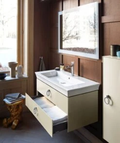 Duravit White Tulip Konsolenwaschtischunterbau Mit Ausschnitt Links 130 X 40,8 Cm, 1 Auszug, Grifflos, Mit Zusatzmodul "E" -Duravit Verkaufsgeschäft duravit white tulip badmoebel waschtischunterbauten konsolenwaschtischunterbau 8471971