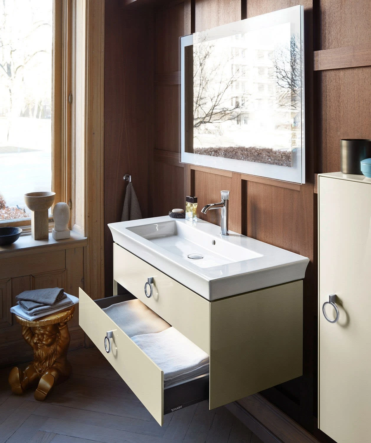 Duravit White Tulip Konsolenwaschtischunterbau Mit Ausschnitt Links 160 X 40,8 Cm, 4 Auszüge Mit Griff, Mit Zusatzmodul "G" Und LED-Licht 5 Duravit White Tulip Konsolenwaschtischunterbau Mit Ausschnitt Links 160 X 40,8 Cm, 4 Auszüge Mit Griff, Mit Zusatzmodul "G" Und LED-Licht - Image 3