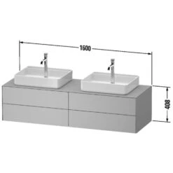 Duravit White Tulip Konsolenwaschtischunterbau Mit Zwei Ausschnitten 160 X 40,8 Cm, 4 Auszüge, Grifflos, Mit LED-Licht -Duravit Verkaufsgeschäft duravit white tulip badmoebel waschtischunterbauten konsolenwaschtischunterbau 8478913