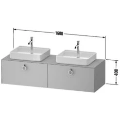 Duravit White Tulip Konsolenwaschtischunterbau Mit Zwei Ausschnitten 160 X 40,8 Cm, 2 Auszüge Mit Griff, Mit Zusatzmodul "L" -Duravit Verkaufsgeschäft duravit white tulip badmoebel waschtischunterbauten konsolenwaschtischunterbau 8482795