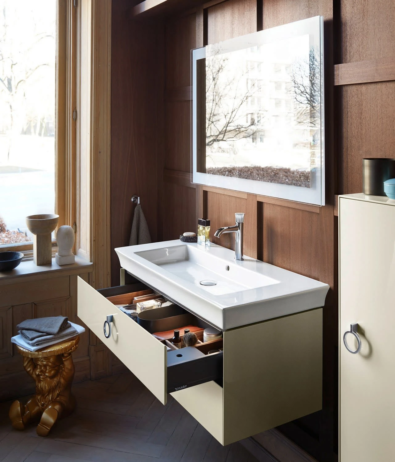 Duravit White Tulip Konsolenwaschtischunterbau Mit Ausschnitt Links 160 X 40,8 Cm, 4 Auszüge, Grifflos, Mit Zusatzmodul "H" Und LED-Licht 7 Duravit White Tulip Konsolenwaschtischunterbau Mit Ausschnitt Links 160 X 40,8 Cm, 4 Auszüge, Grifflos, Mit Zusatzmodul "H" Und LED-Licht - Image 5