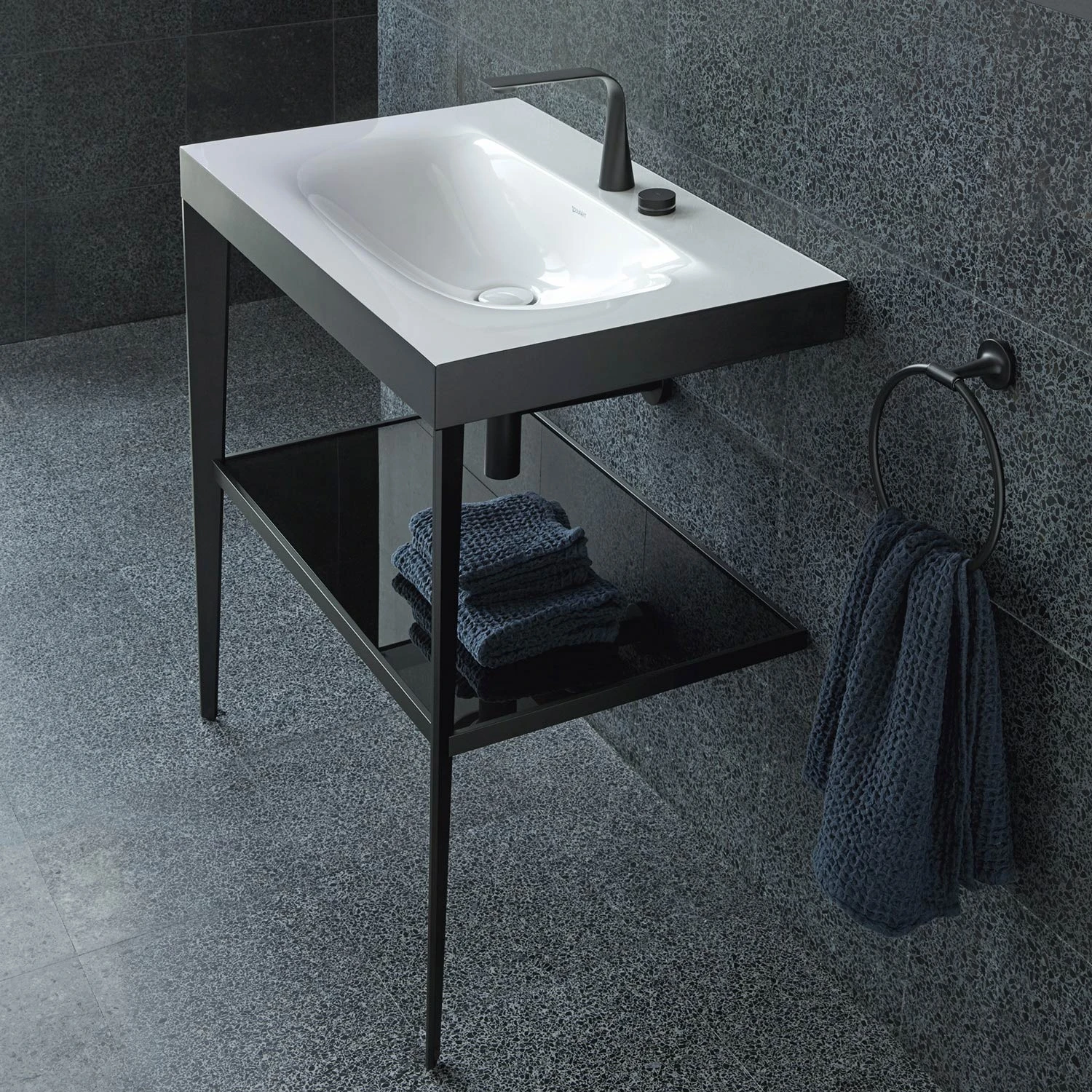 Duravit XViu Möbelwaschtisch 60 X 48 Cm C-bonded Ohne Hahnloch, Mit Metallkonsole, Bodenstehend 4 Duravit XViu Möbelwaschtisch 60 X 48 Cm C-bonded Ohne Hahnloch, Mit Metallkonsole, Bodenstehend - Image 2