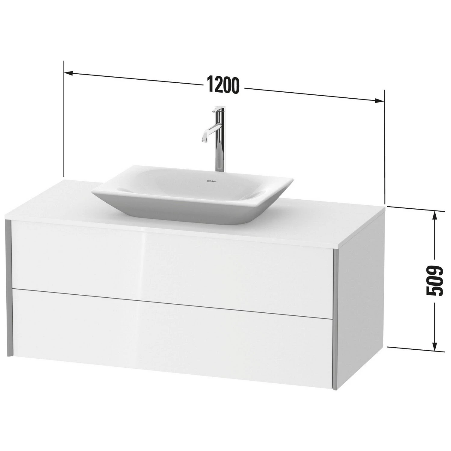Duravit XViu Waschtischunterbau 120 Cm, Mit 2 Auszügen, Ausschnitt Mittig, Mit Zusatzmodul "E" 4 Duravit XViu Waschtischunterbau 120 Cm, Mit 2 Auszügen, Ausschnitt Mittig, Mit Zusatzmodul "E" - Image 2