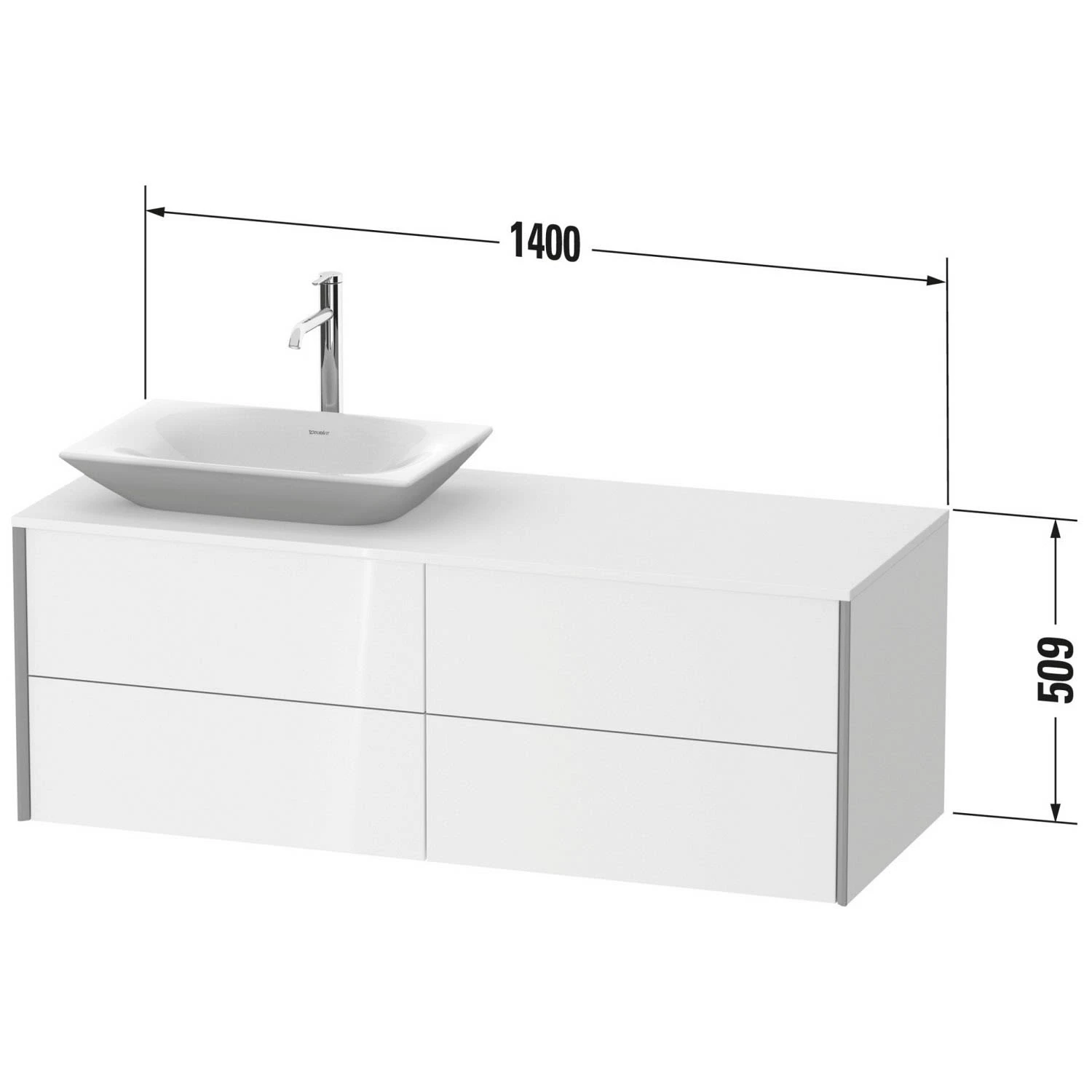 Duravit XViu Waschtischunterbau 140 Cm, Mit 4 Auszügen, Ausschnitt Links, Mit Zusatzmodul "D" 4 Duravit XViu Waschtischunterbau 140 Cm, Mit 4 Auszügen, Ausschnitt Links, Mit Zusatzmodul "D" - Image 2