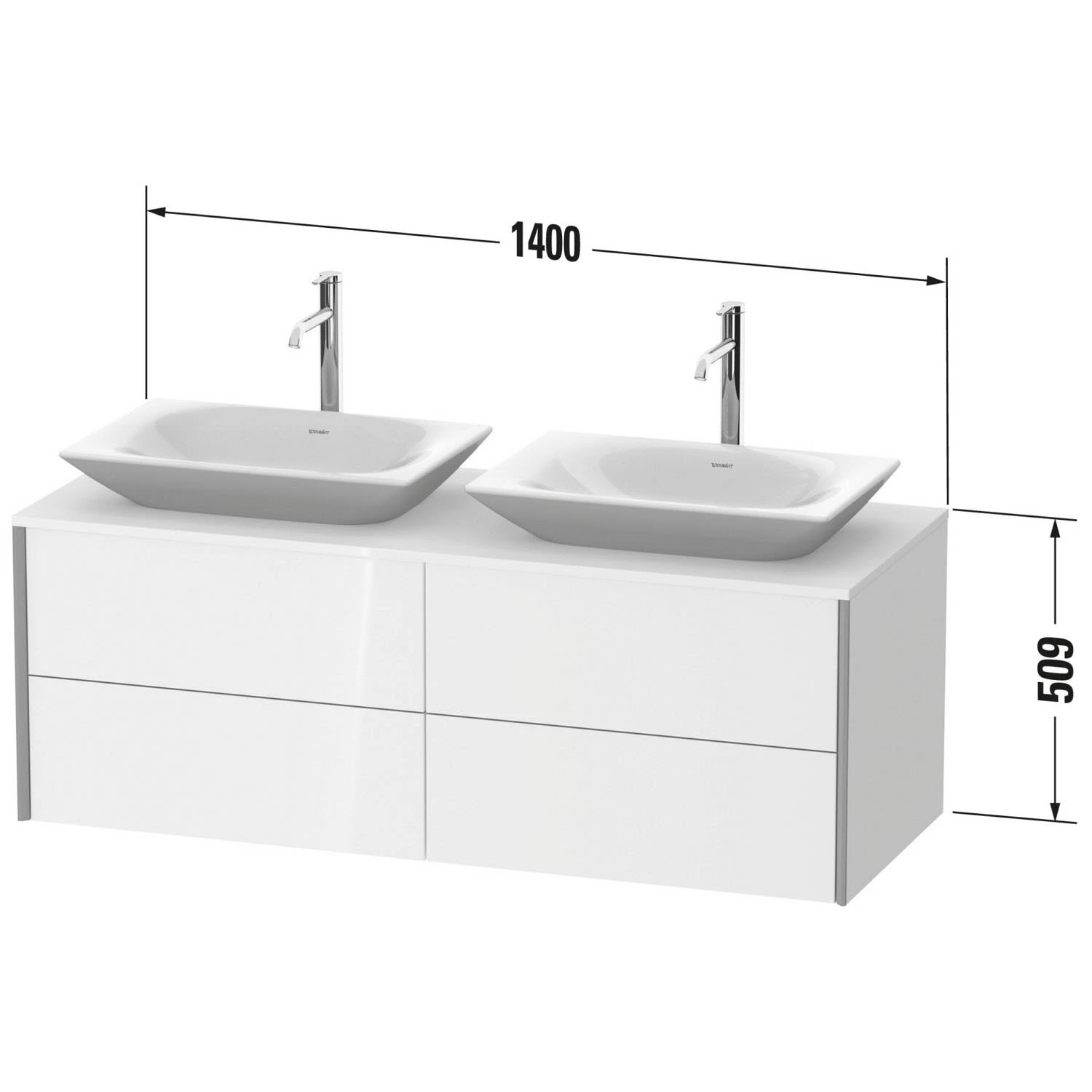 Duravit XViu Waschtischunterbau 140 Cm, Mit 4 Auszügen, 2 Ausschnitte, Mit Zusatzmodul "C" 4 Duravit XViu Waschtischunterbau 140 Cm, Mit 4 Auszügen, 2 Ausschnitte, Mit Zusatzmodul "C" - Image 2