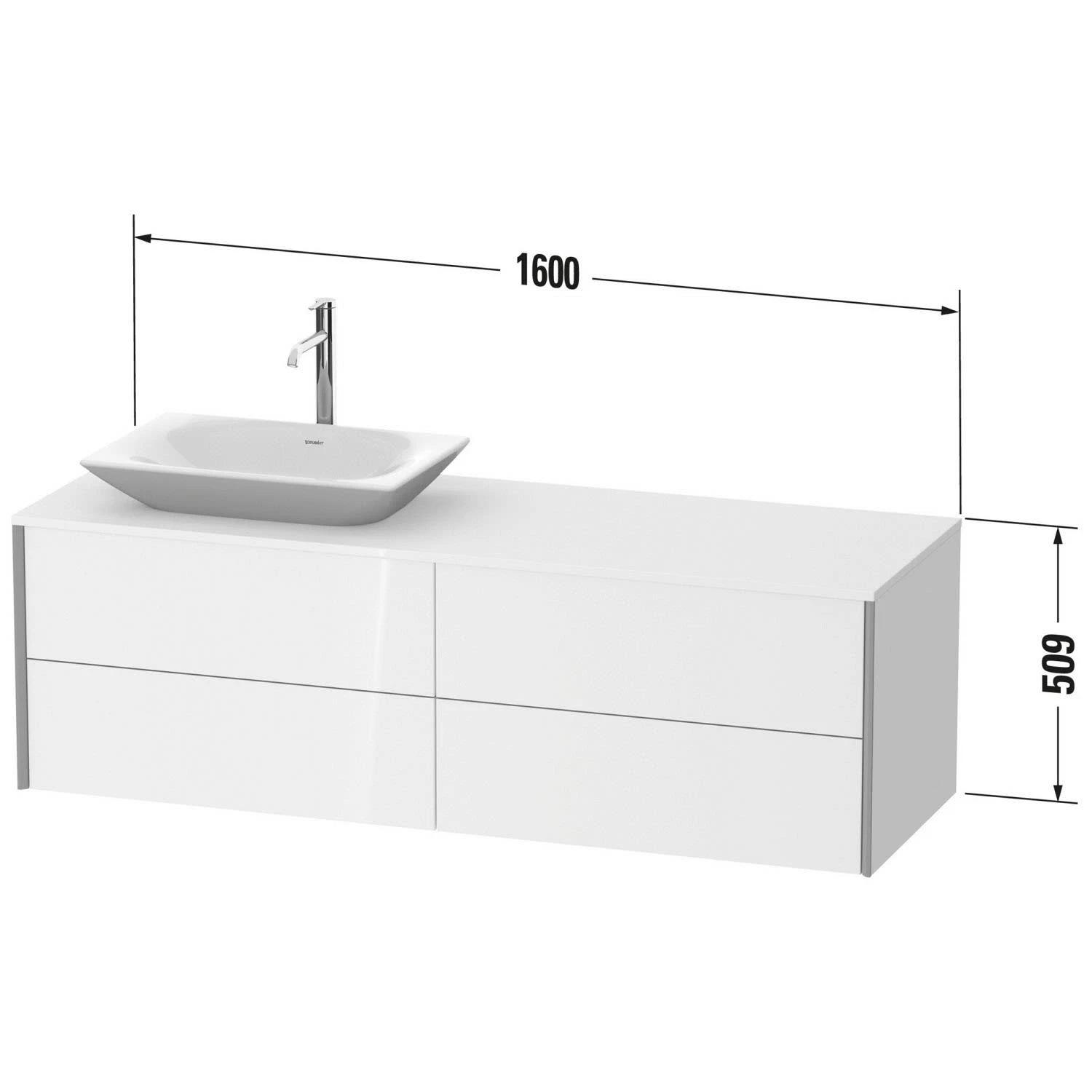 Duravit XViu Waschtischunterbau 160 Cm, Mit 4 Auszügen, Ausschnitt Links, Mit Zusatzmodul "H" 4 Duravit XViu Waschtischunterbau 160 Cm, Mit 4 Auszügen, Ausschnitt Links, Mit Zusatzmodul "H" - Image 2