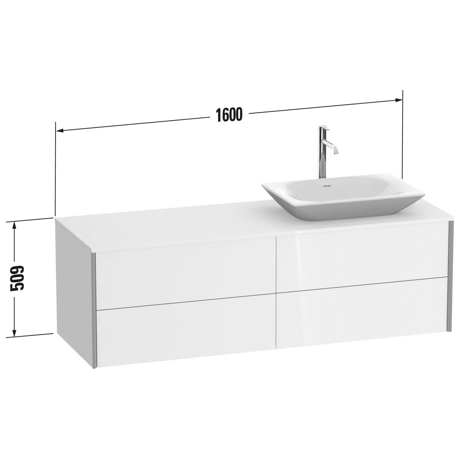 Duravit XViu Waschtischunterbau 160 Cm, Mit 4 Auszügen, Ausschnitt Rechts, Mit Zusatzmodul "H" 4 Duravit XViu Waschtischunterbau 160 Cm, Mit 4 Auszügen, Ausschnitt Rechts, Mit Zusatzmodul "H" - Image 2
