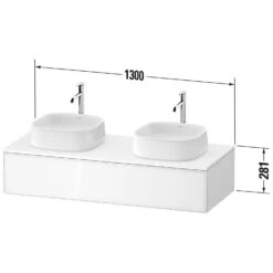 Duravit Zencha Konsolenwaschtischunterbau Mit Zwei Ausschnitten 130 X 28,1 Cm, 1 Auszug, Mit Zusatzmodul "I" -Duravit Verkaufsgeschäft duravit zencha badmoebel waschtischunterbauten konsolenwaschtischunterbau mit 8640913