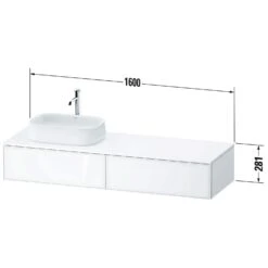 Duravit Zencha Konsolenwaschtischunterbau Mit Ausschnitt Links 160 X 28,1 Cm, 2 Auszüge, Mit Zusatzmodul "H" -Duravit Verkaufsgeschäft duravit zencha badmoebel waschtischunterbauten konsolenwaschtischunterbau mit 8641084