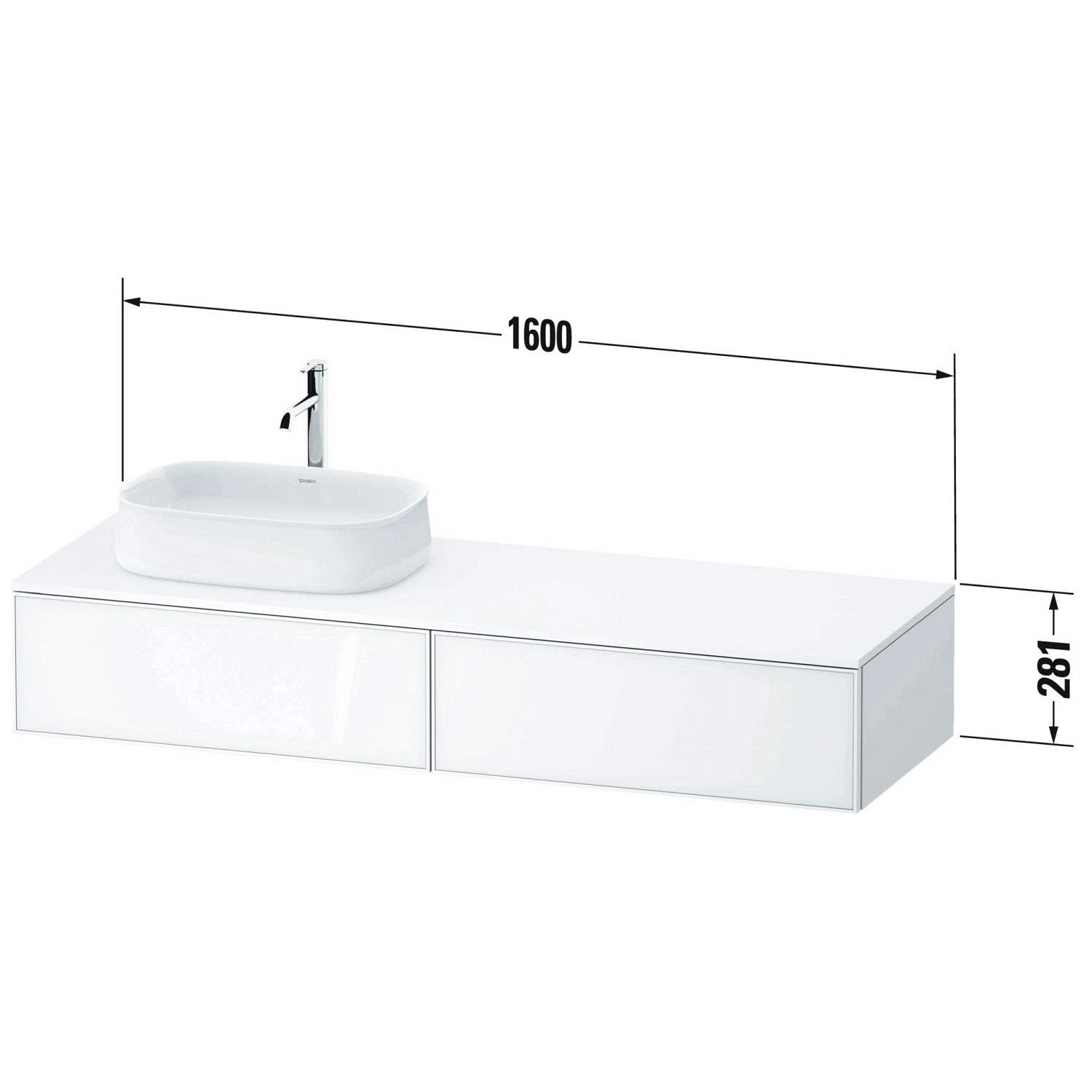 Duravit Zencha Konsolenwaschtischunterbau Mit Ausschnitt Rechts 160 X 28,1 Cm, 2 Auszüge, Mit Zusatzmodul "G" 6 Duravit Zencha Konsolenwaschtischunterbau Mit Ausschnitt Rechts 160 X 28,1 Cm, 2 Auszüge, Mit Zusatzmodul "G" - Image 4