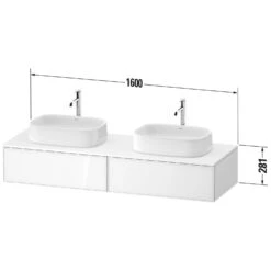 Duravit Zencha Konsolenwaschtischunterbau Mit Zwei Ausschnitten 160 X 28,1 Cm, 2 Auszüge, Mit Zusatzmodul "L" -Duravit Verkaufsgeschäft duravit zencha badmoebel waschtischunterbauten konsolenwaschtischunterbau mit 8641600
