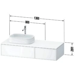 Duravit Zencha Konsolenwaschtischunterbau Mit Ausschnitt Links 130 X 28,1 Cm, 2 Auszüge, Mit Zusatzmodul "J" -Duravit Verkaufsgeschäft duravit zencha badmoebel waschtischunterbauten konsolenwaschtischunterbau mit 8641789