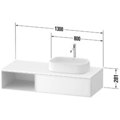 Duravit Zencha Konsolenwaschtischunterbau Mit Ausschnitt Links 130 X 28,1 Cm, 1 Auszug Und 1 Offenes Fach, Mit Zusatzmodul "K" -Duravit Verkaufsgeschäft duravit zencha badmoebel waschtischunterbauten konsolenwaschtischunterbau mit 8642113