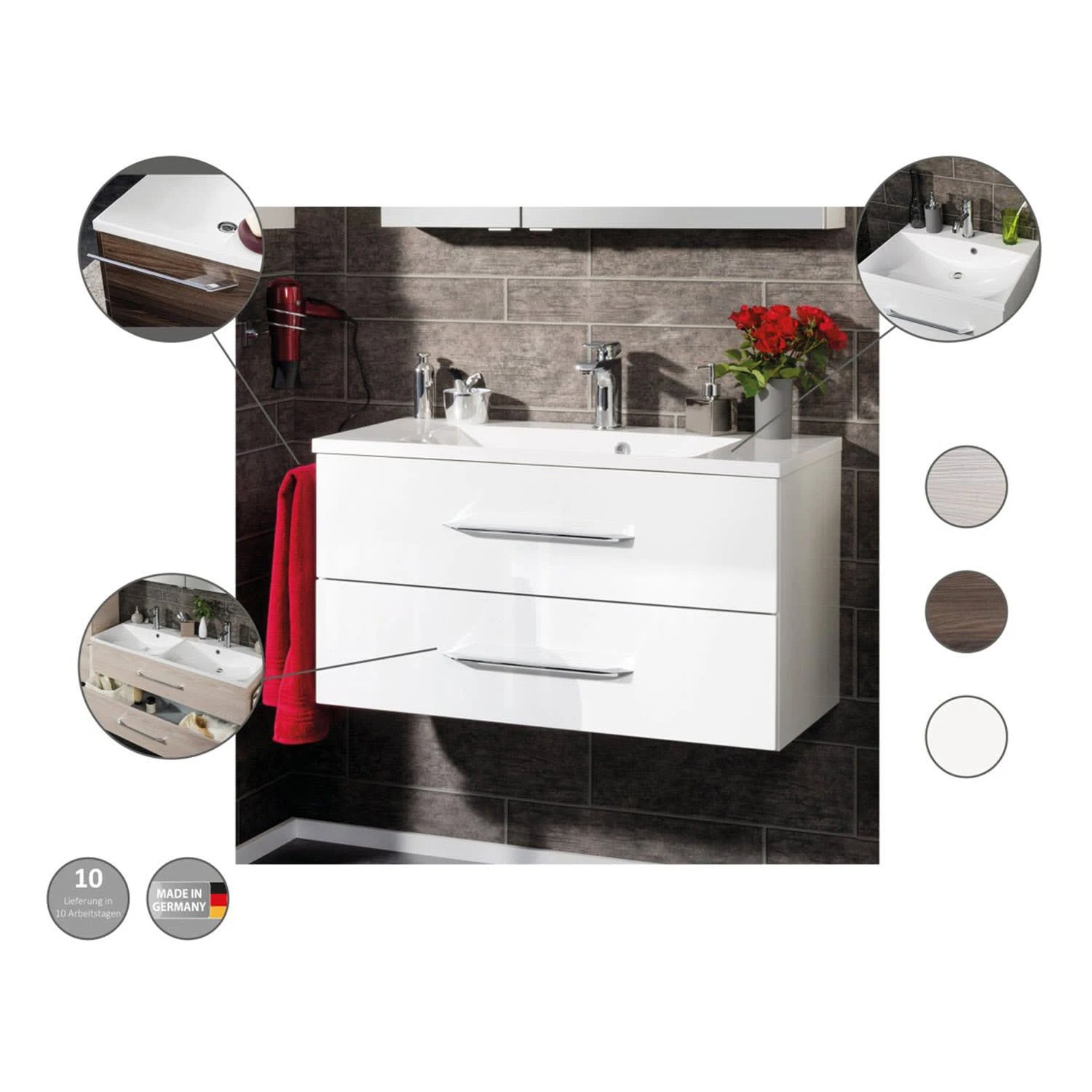 Fackelmann B.clever Doppelwaschtischset 120 Cm 3 Fackelmann B.clever Doppelwaschtischset 120 Cm