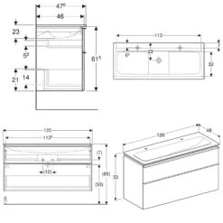 Geberit ICon Set Möbelwaschtisch 120 Cm Schmaler Rand, Mit Unterschrank, 2 Schubladen Und Waschbeckenanschluss -Duravit Verkaufsgeschäft geberit badkeramik und badmoebel icon waschtische 4884839