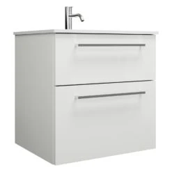 Burgbad Eqio Waschtischkombination Mit Mineralguss-Waschtisch 62 Cm, Mit Stangengriff P95