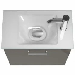 Burgbad Eqio Waschtischkombination Mit Glaswaschtisch 52 Cm, Mit Stangengriff P95