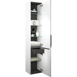 Burgbad Euro Hochschrank 35 Cm, 2 Türen, 1 Innenauszug, Anschlag Rechts, Mit Griffleiste