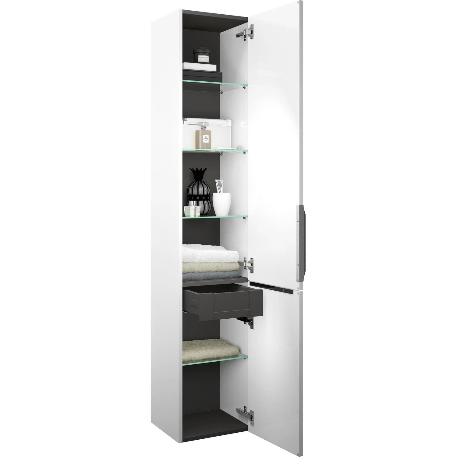 Burgbad Euro Hochschrank 35 Cm, 2 Türen, 1 Innenauszug, Anschlag Rechts, Mit Griffleiste 3 Burgbad Euro Hochschrank 35 Cm, 2 Türen, 1 Innenauszug, Anschlag Rechts, Mit Griffleiste